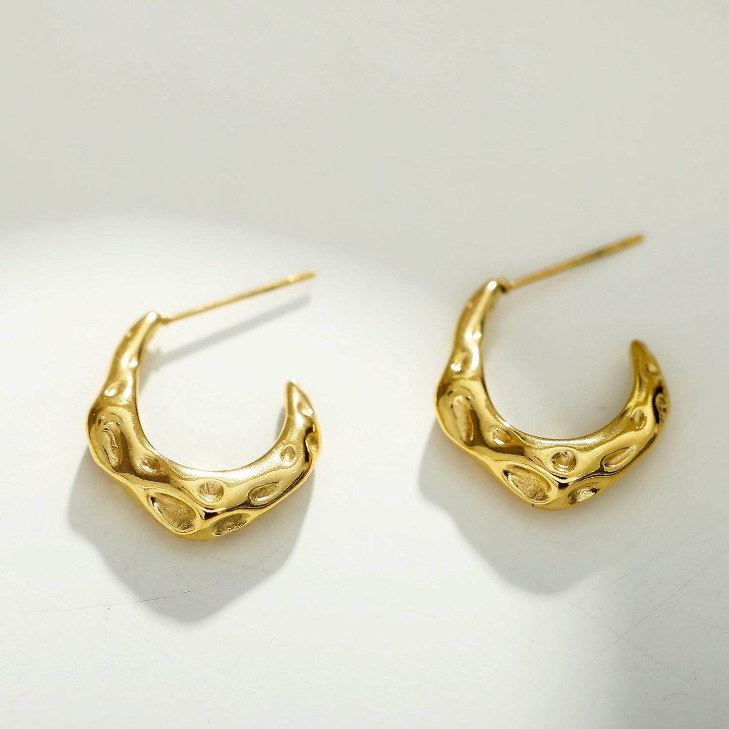 SADE Hammered Finish Mini Hoop Gold Earrings