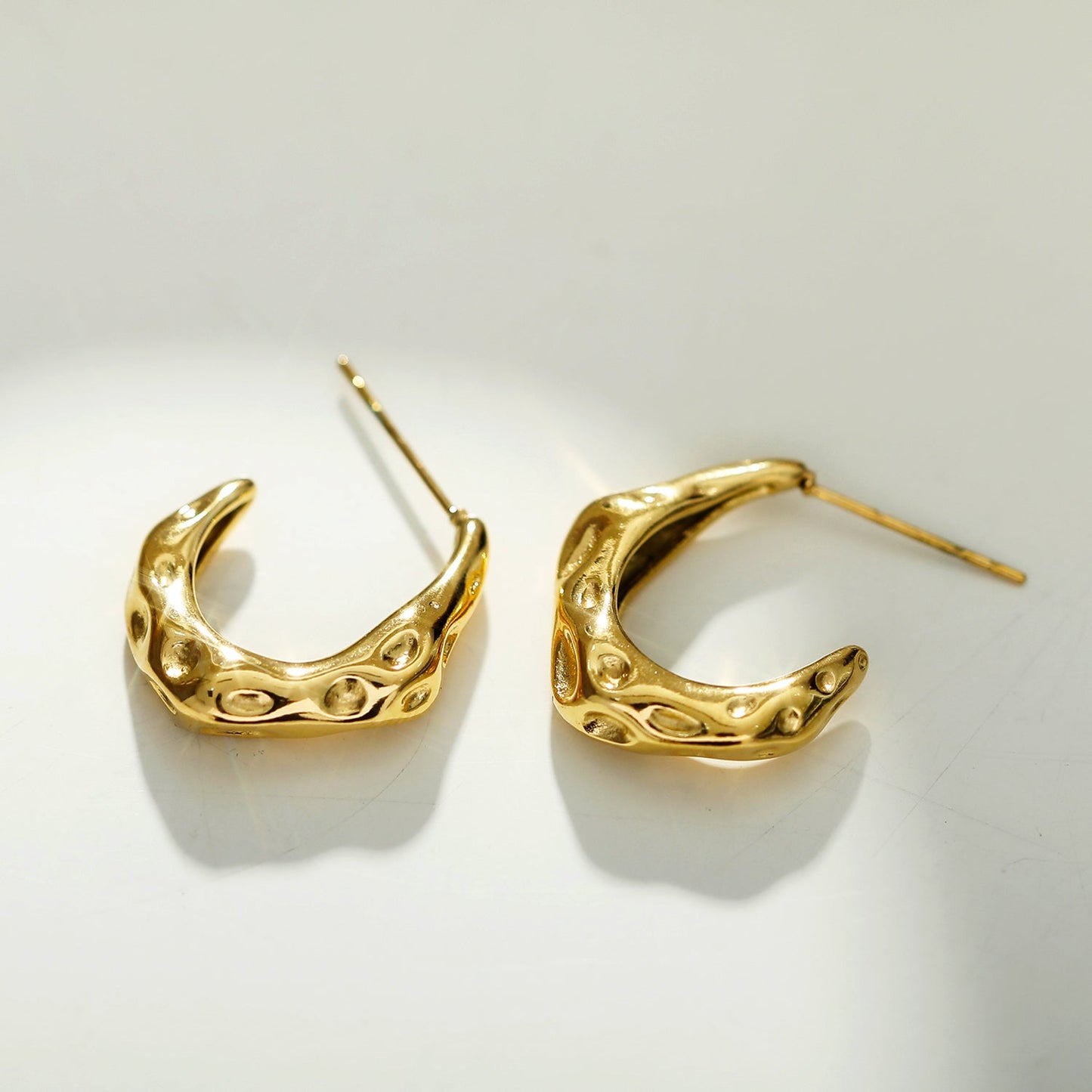 SADE Hammered Finish Mini Hoop Gold Earrings