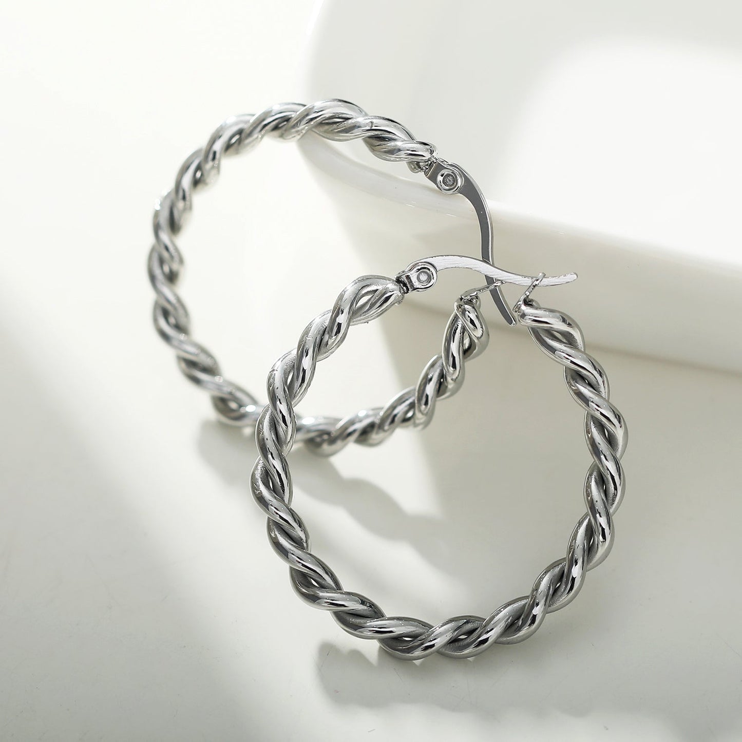 SUKI Twisted Rope Hoop Silver Earrings