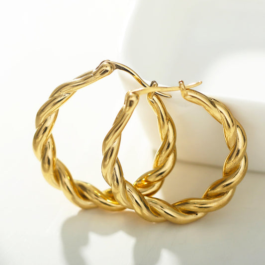 CARWYN Knotted Rope Hoop Gold Earrings