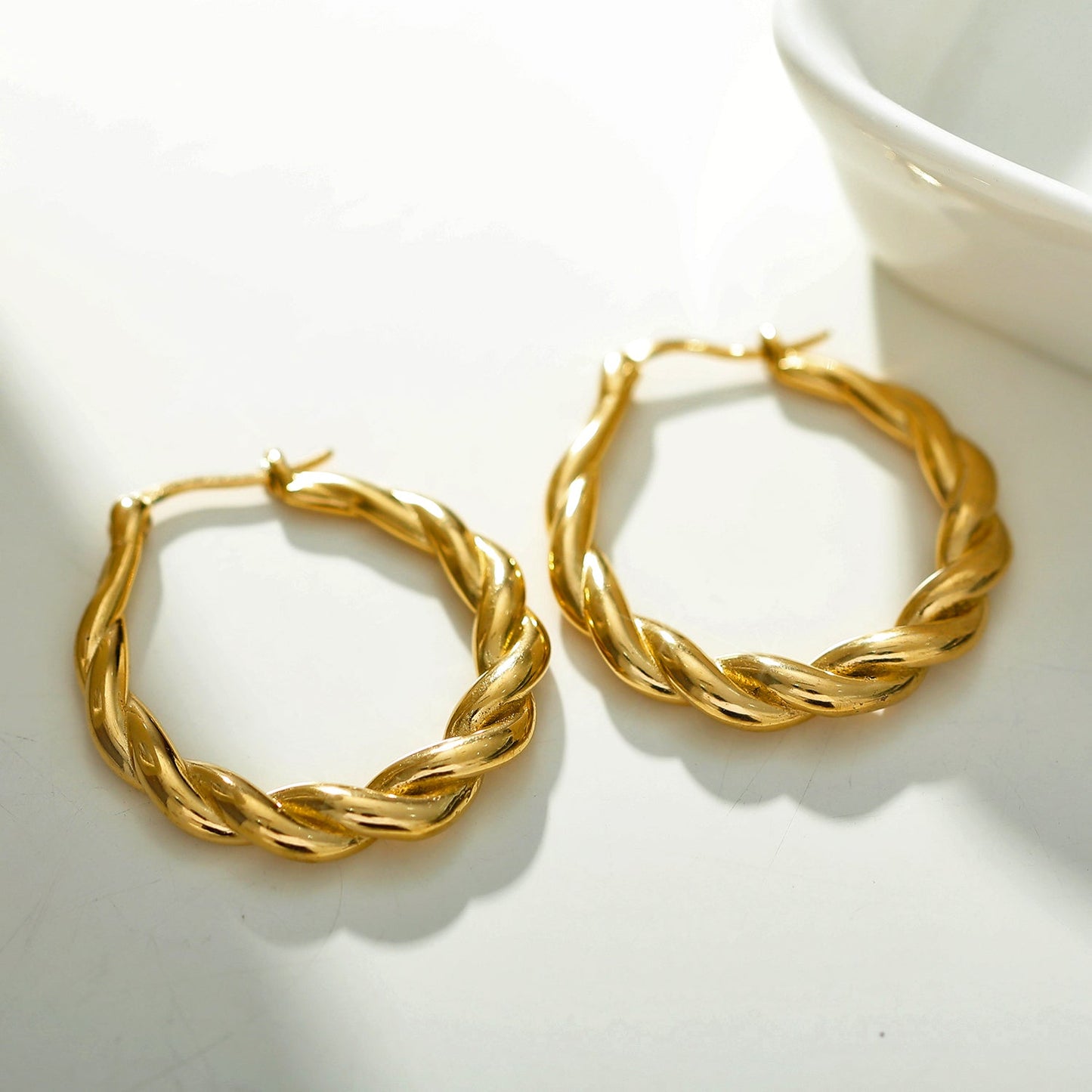 CARWYN Knotted Rope Hoop Gold Earrings