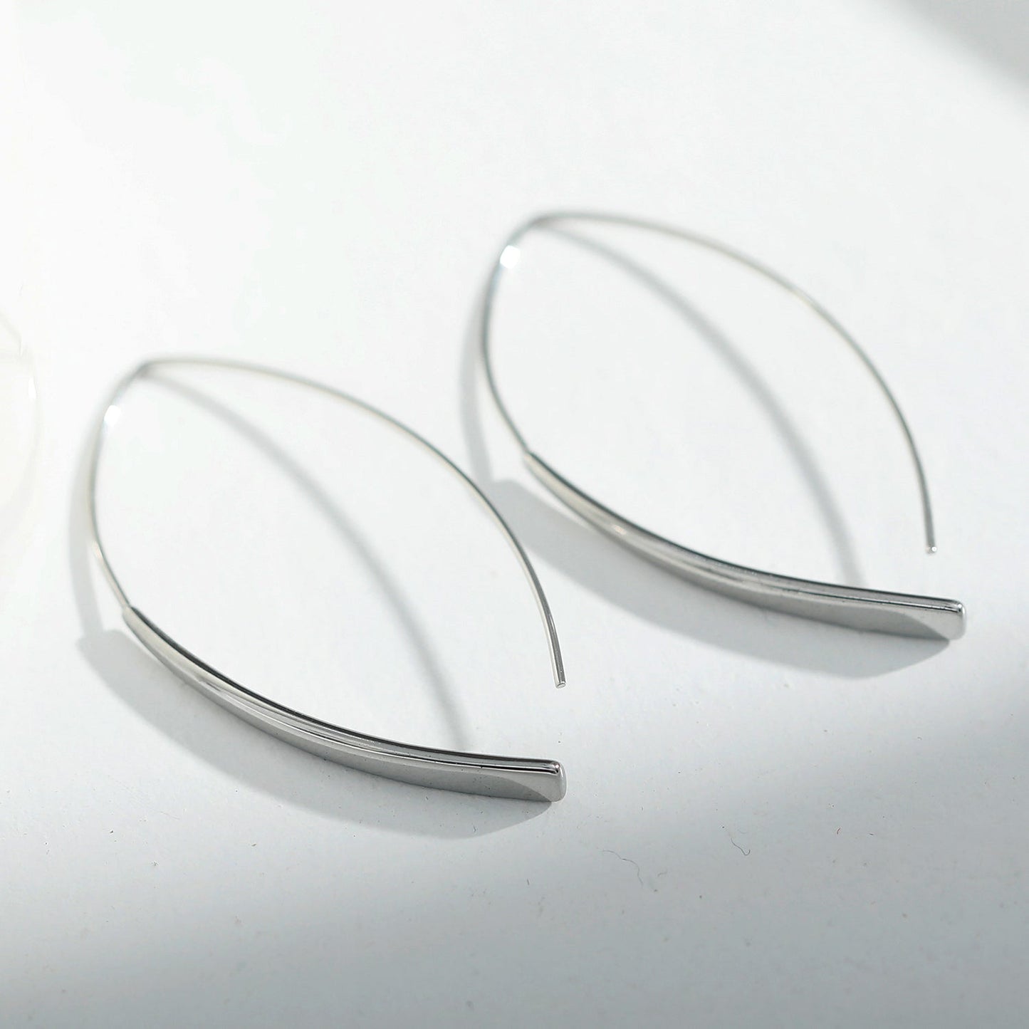 XIMENA Geometric Curves Silver Hoops