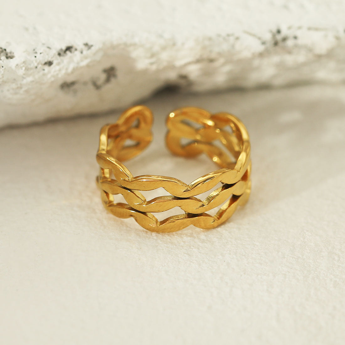 PAIGE Triple Stacked Wavy Gold Ring