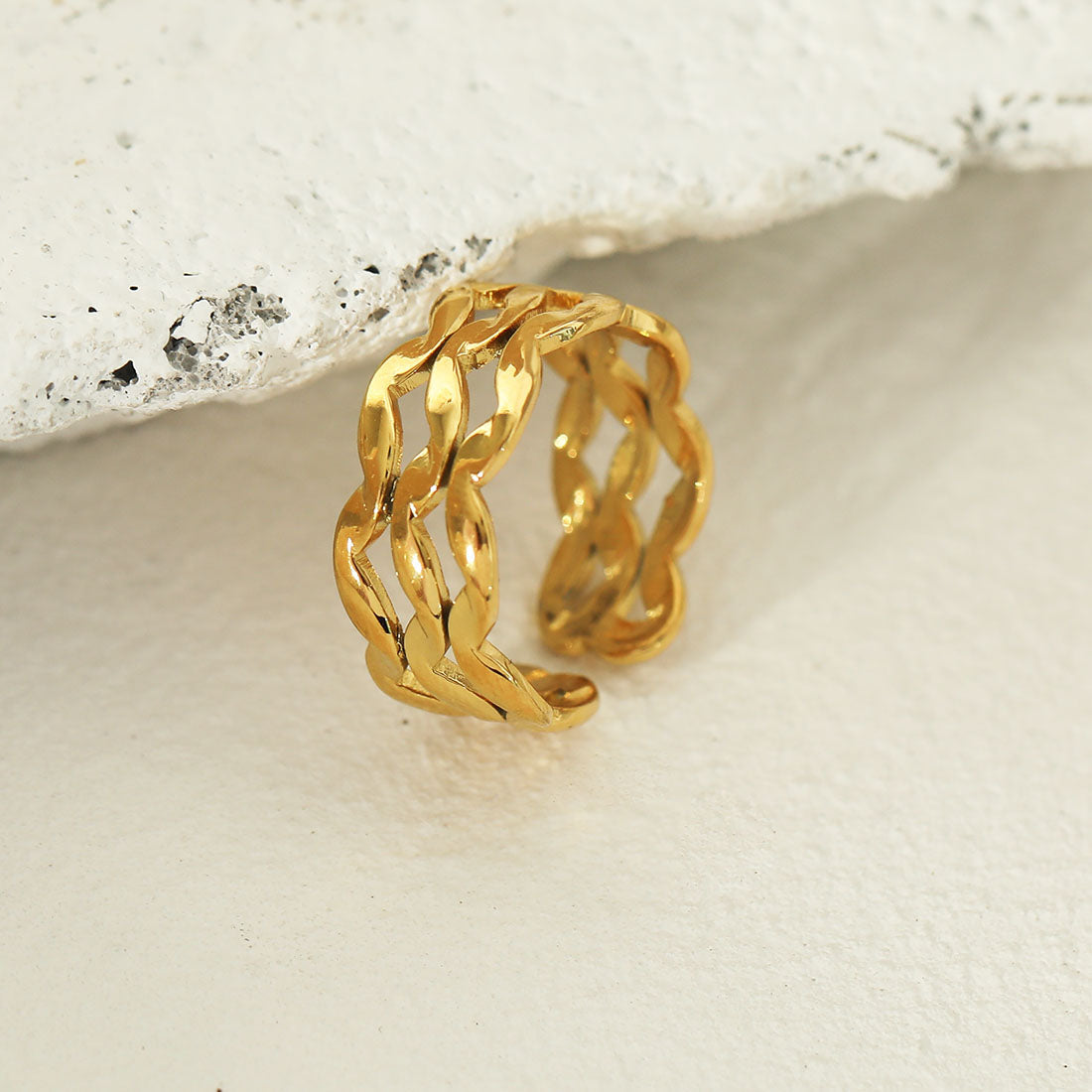 PAIGE Triple Stacked Wavy Gold Ring