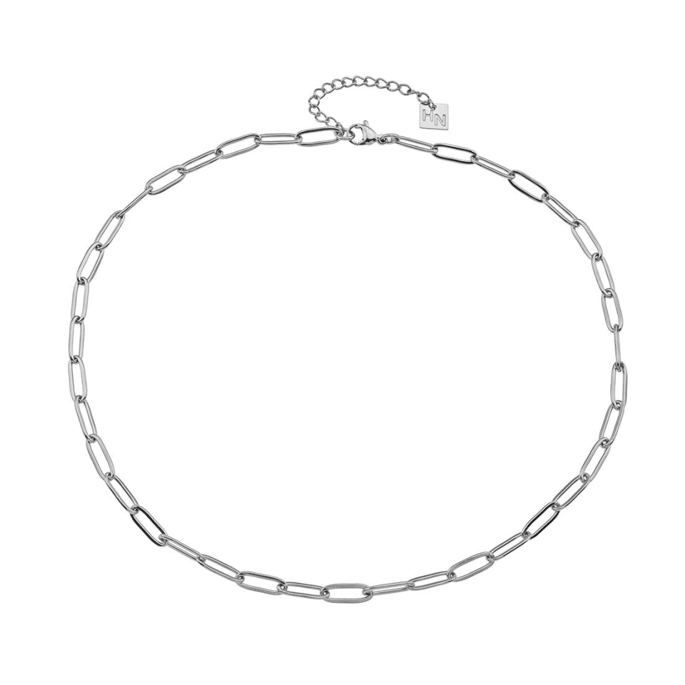 PALERMO Essential Paper-Clip Chain Link Silver Necklace