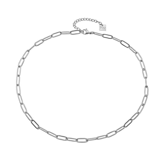 PALERMO Essential Paper-Clip Chain Link Silver Necklace
