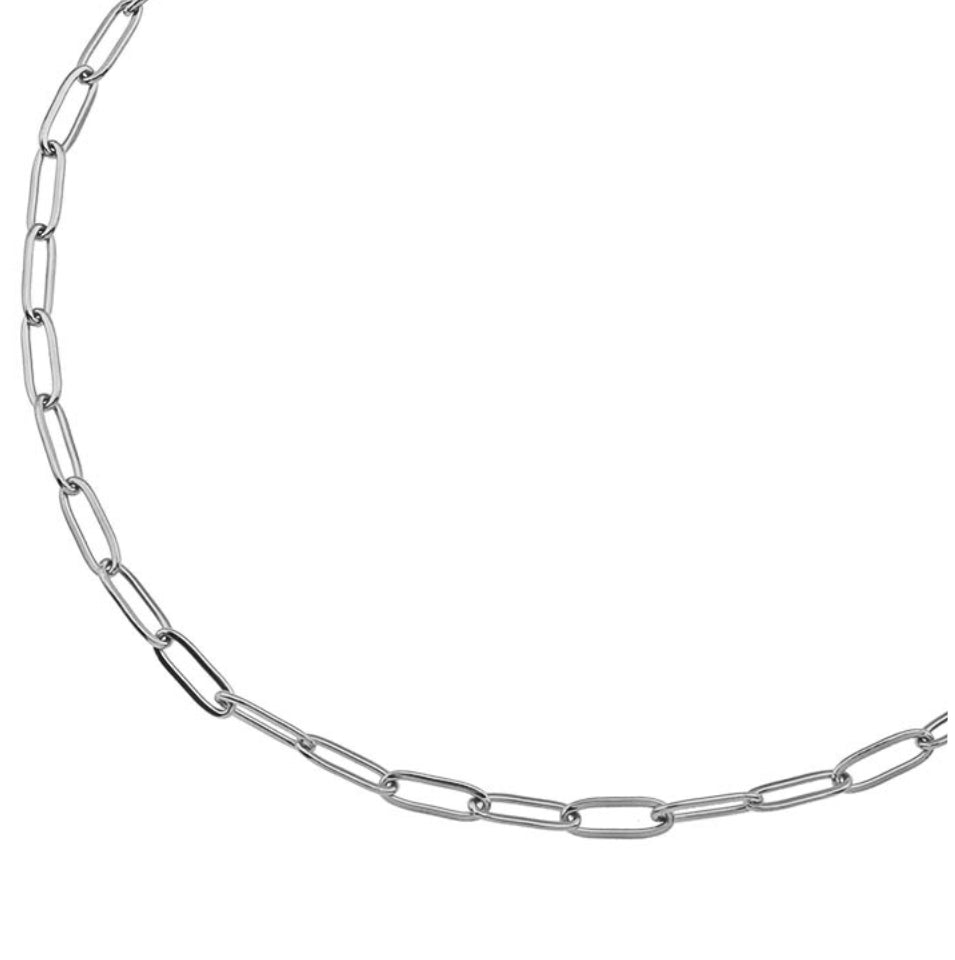 PALERMO Essential Paper-Clip Chain Link Silver Necklace