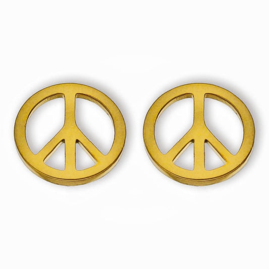 PEACE Logo Stud Earrings in Gold