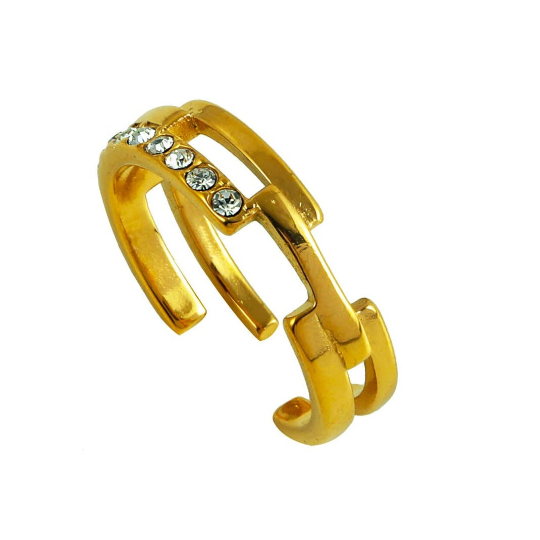 PEDRA: Parallel Multi Stacked Zirconia Embellished Ring