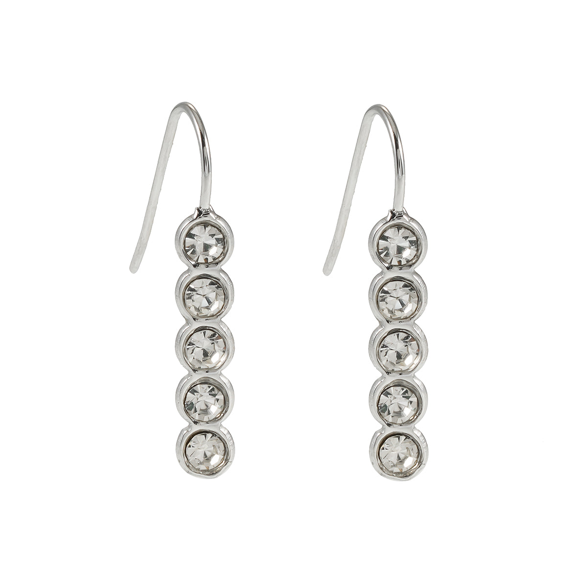 PELLA Silver (White Gold): Minimalist Moissanite Row Stud Earrings – Elegant Sparkle in Every Line