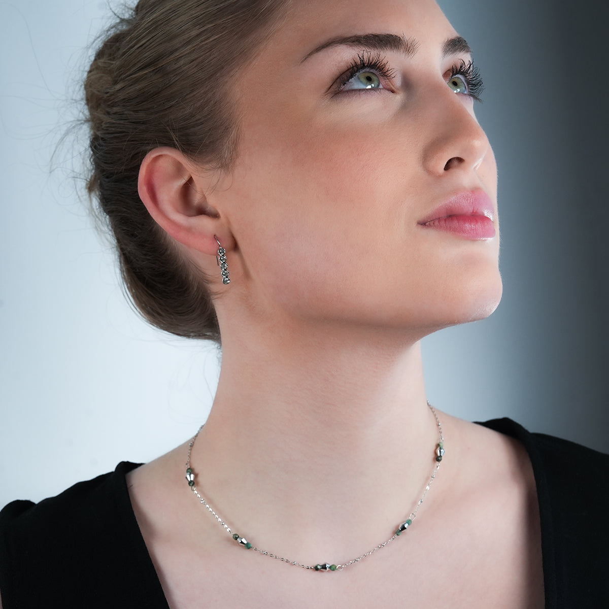 PELLA Silver (White Gold): Minimalist Moissanite Row Stud Earrings – Elegant Sparkle in Every Line