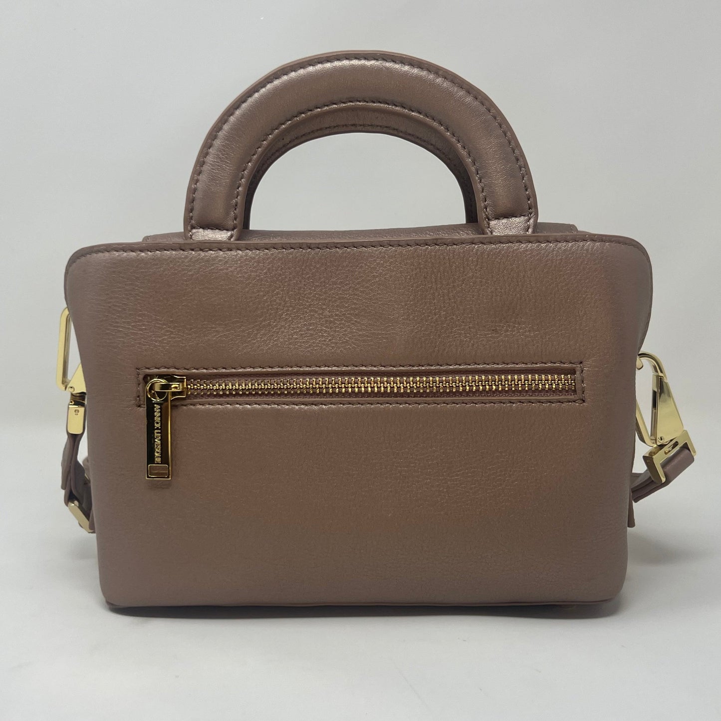 Sac à main en cuir Clarence , deux en un, Rose platine