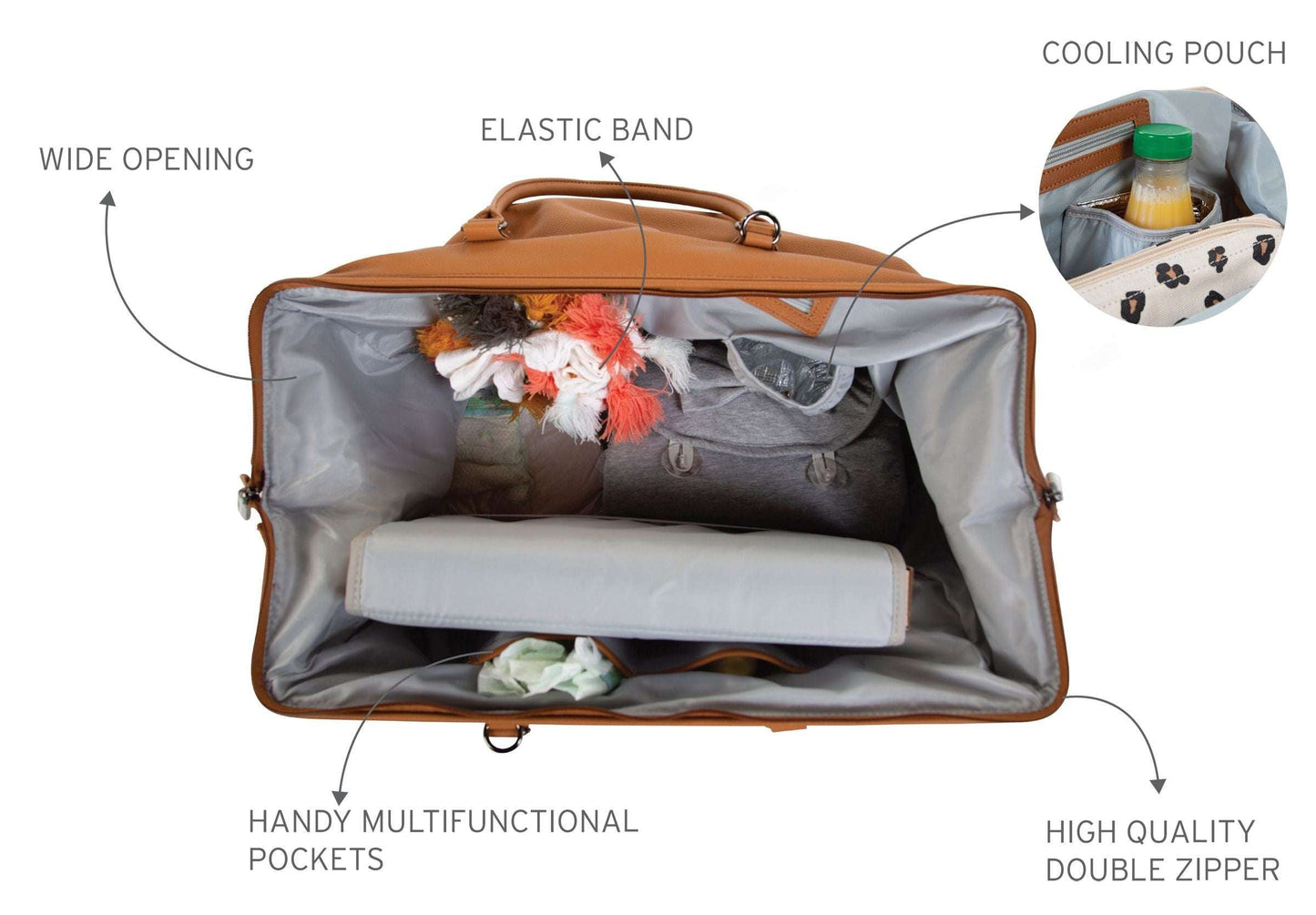 Vintage Leather-Look Brown Mommy Bag