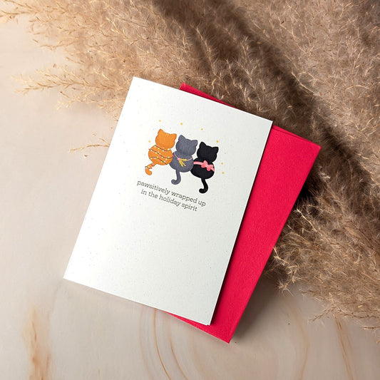 Pawsitively in the Holiday Spirit Mini Cat Card