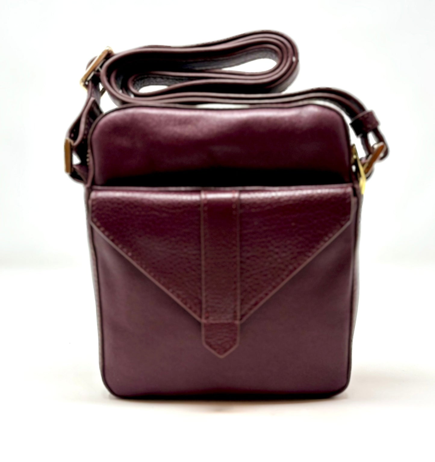 Petit sac en cuir aubergine —Nadine