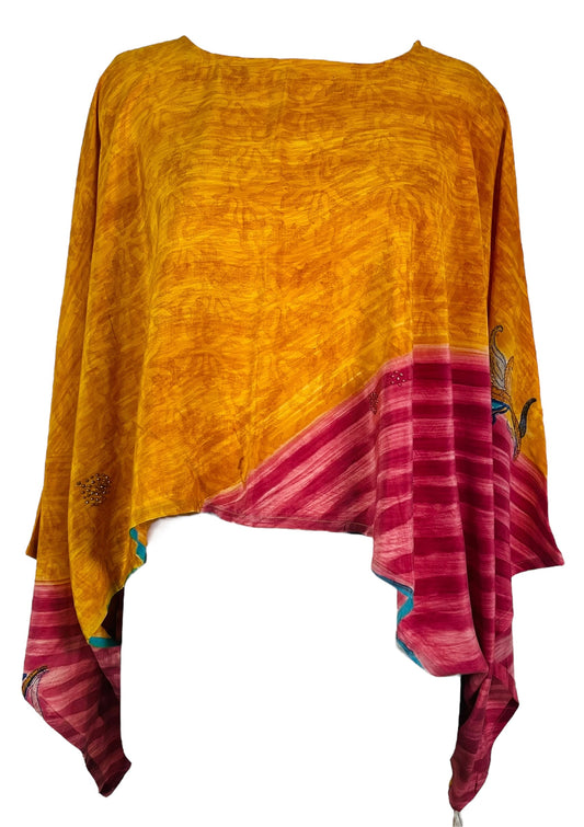 PRC7320 Avatar Pure Silk Kimono-Sleeved Top