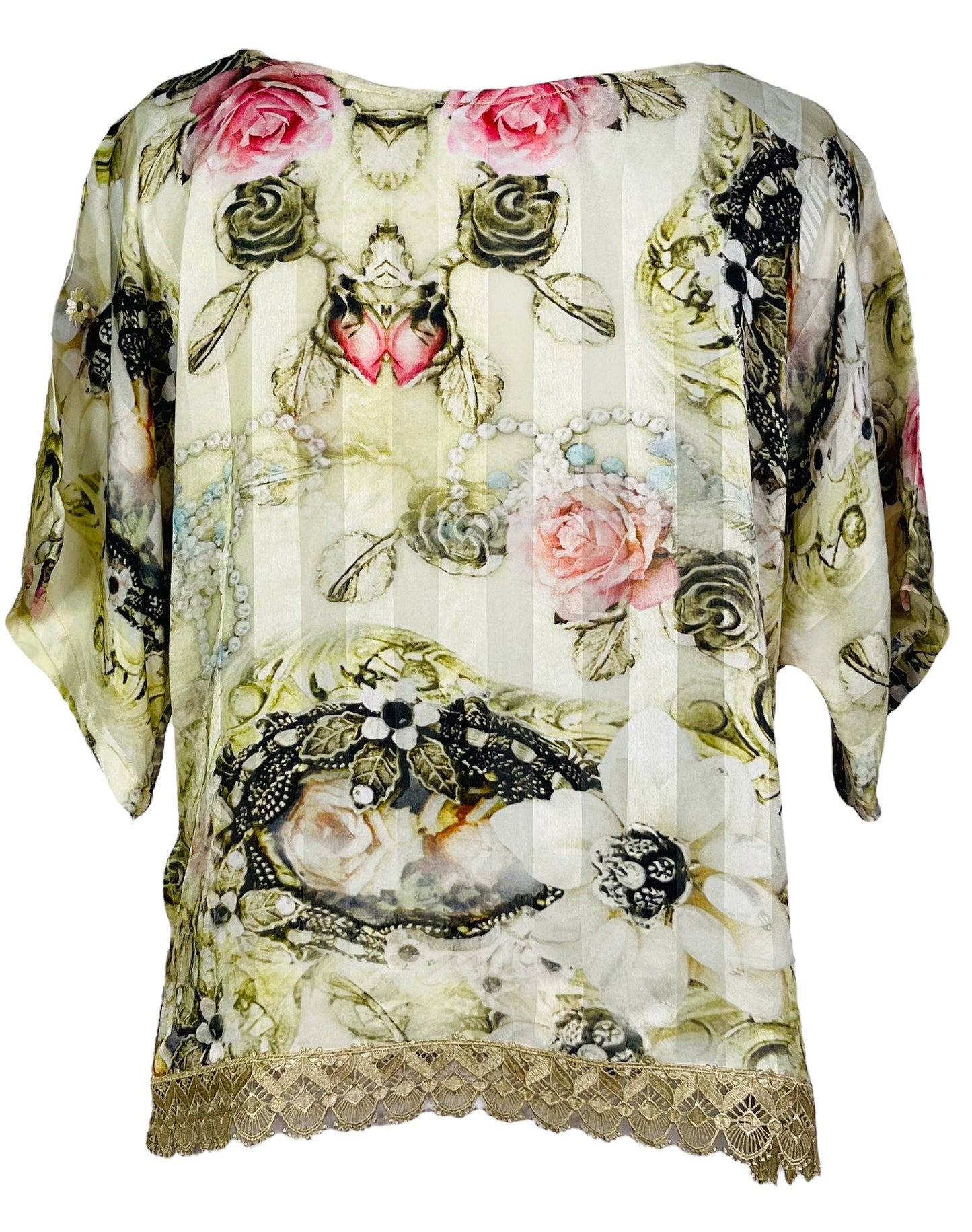 PRG7533 Sheer Avatar Pure Silk Side Slit Top