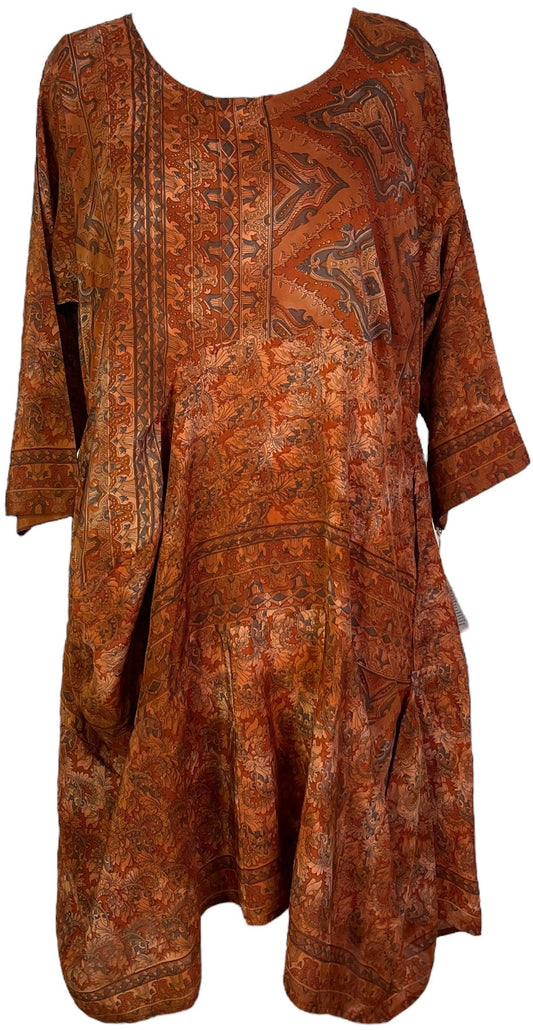 PRC7158 Avatar Pure Silk Sculptural Long Tunic Dress