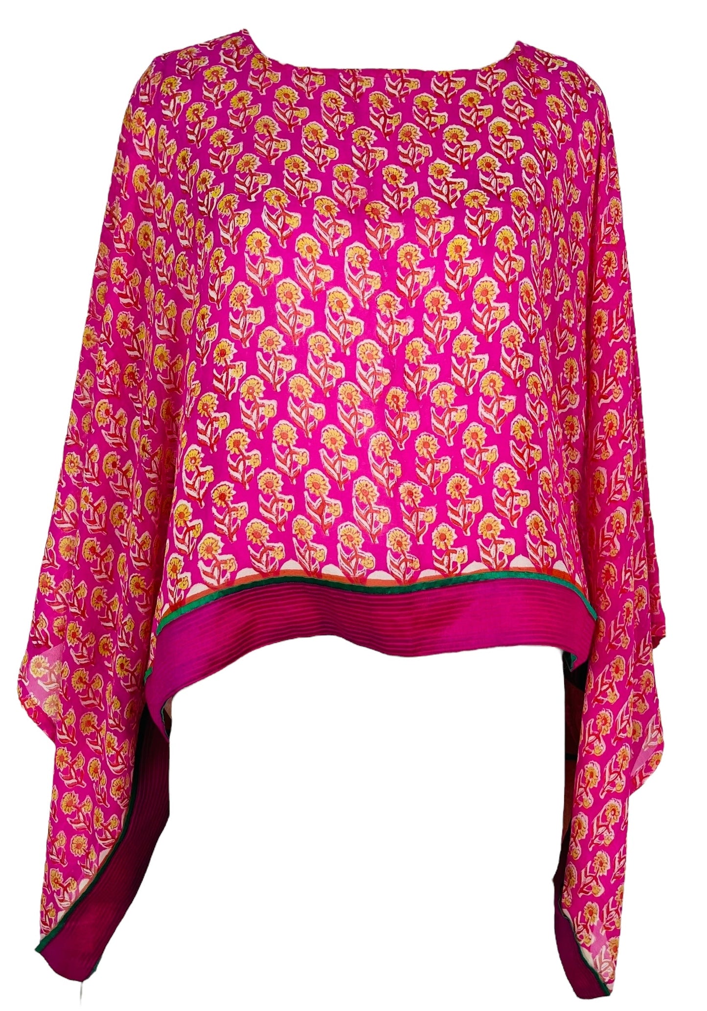 PRG7365 Sheer Avatar Pure Silk Kimono-Sleeved Top