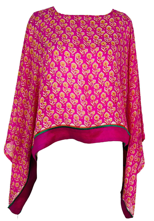 PRG7365 Sheer Avatar Pure Silk Kimono-Sleeved Top