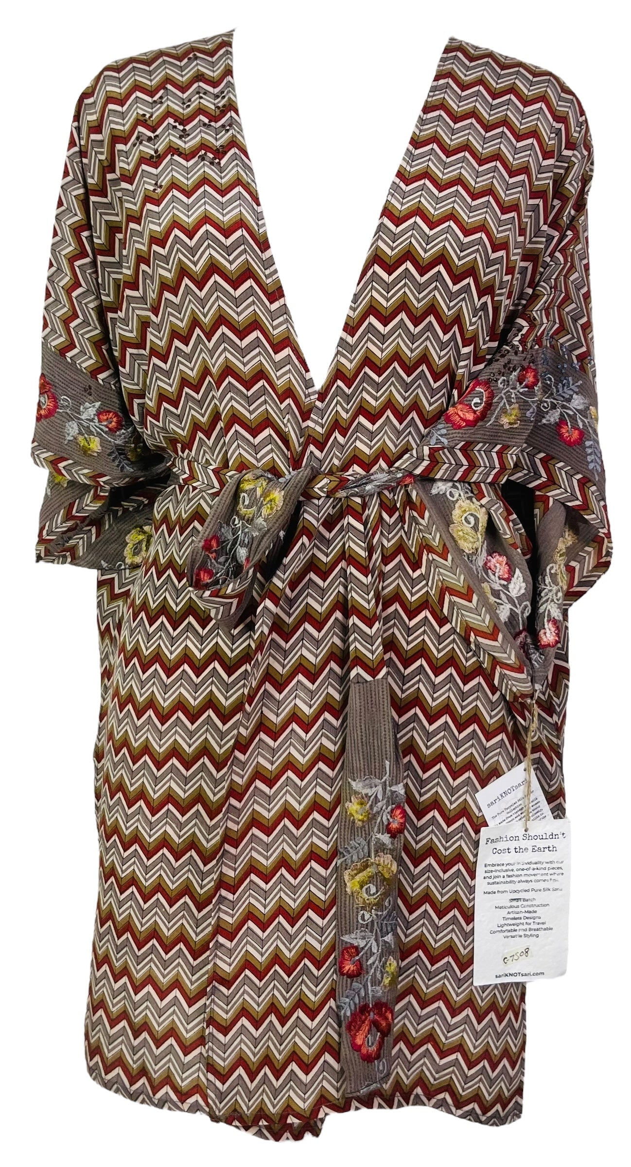 PRC7508 Avatar Pure Silk Kimono-Sleeved Jacket with Belt