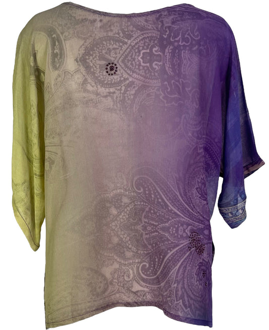 PRG6632 Sheer Avatar Pure Silk Side Slit Top