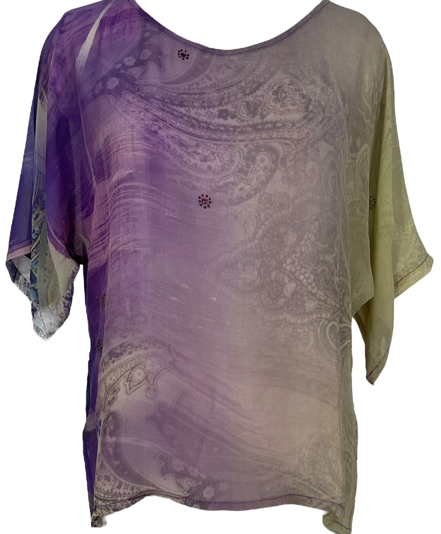 PRG6632 Sheer Avatar Pure Silk Side Slit Top