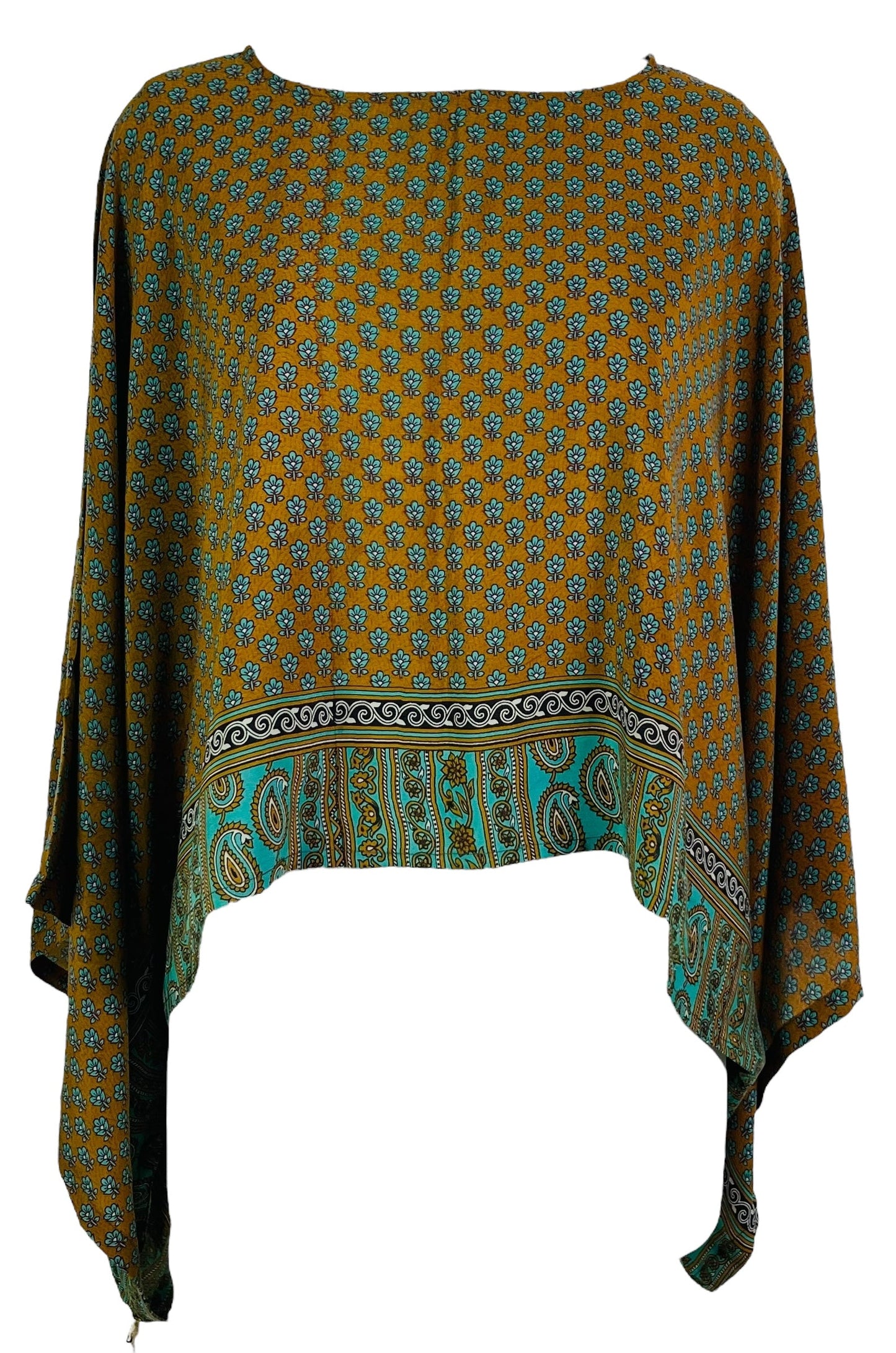 PRC7288 Avatar Pure Silk Kimono-Sleeved Top