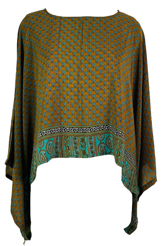 PRC7288 Avatar Pure Silk Kimono-Sleeved Top