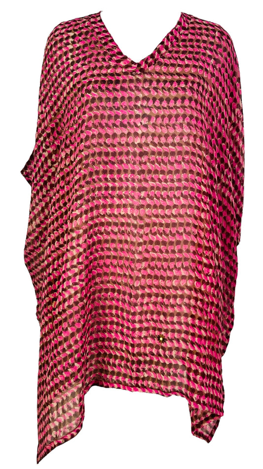 PRG7484 Sheer Avatar Pure Silk Short Kaftan Tunic with Slits