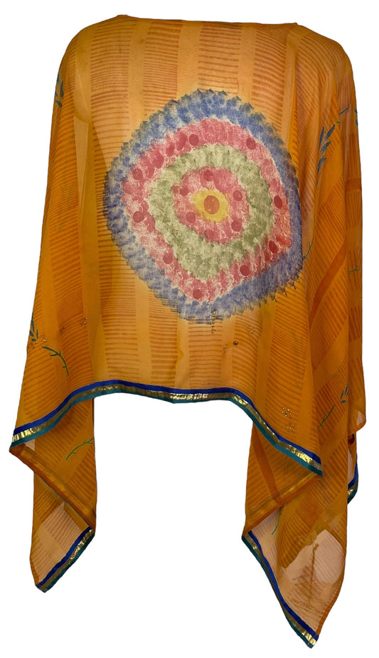 KERRI PRG7045 Sheer Avatar Pure Silk Capelet Poncho