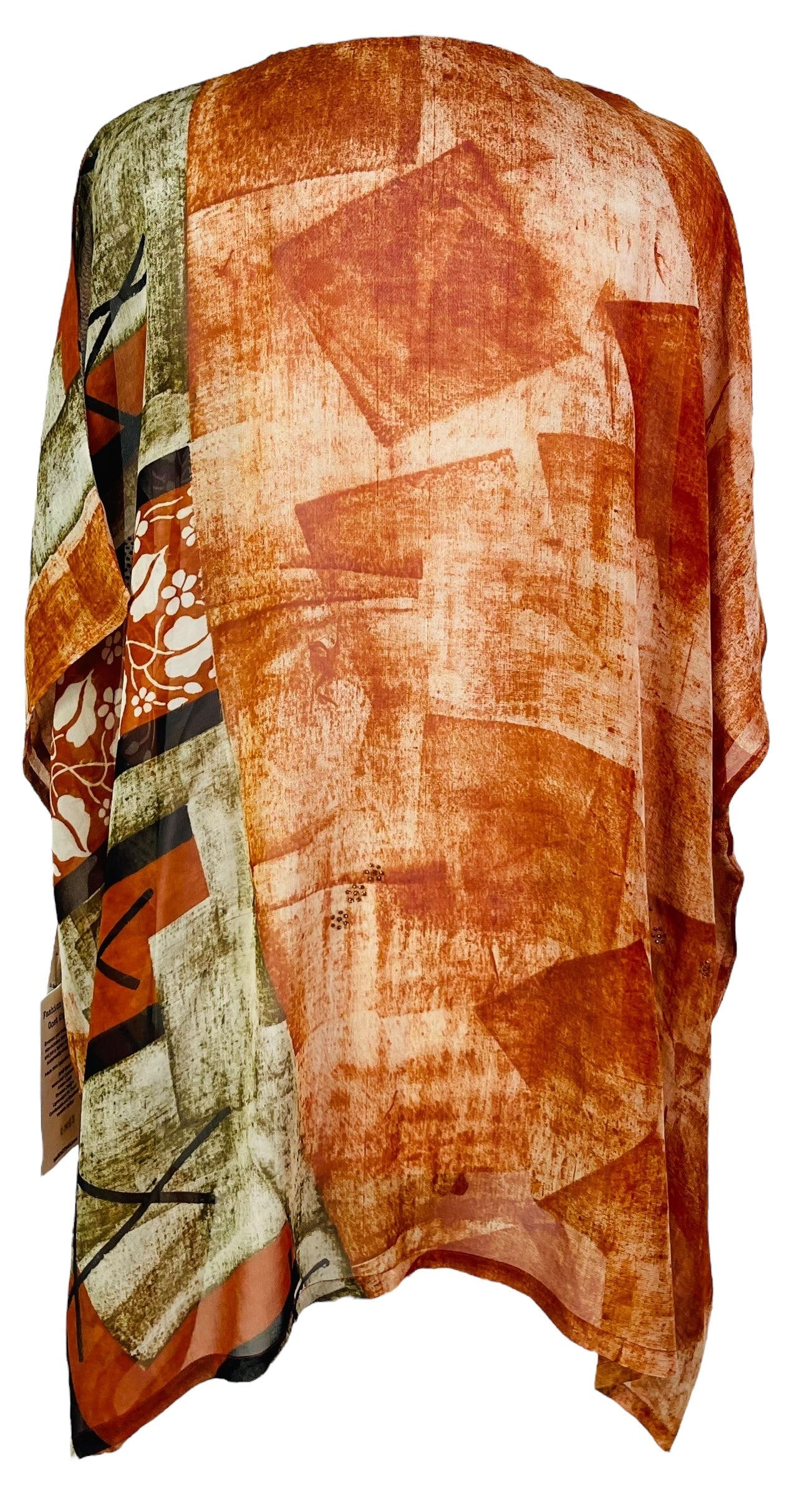 PRG7483 Sheer Avatar Pure Silk Short Kaftan Tunic without Slits