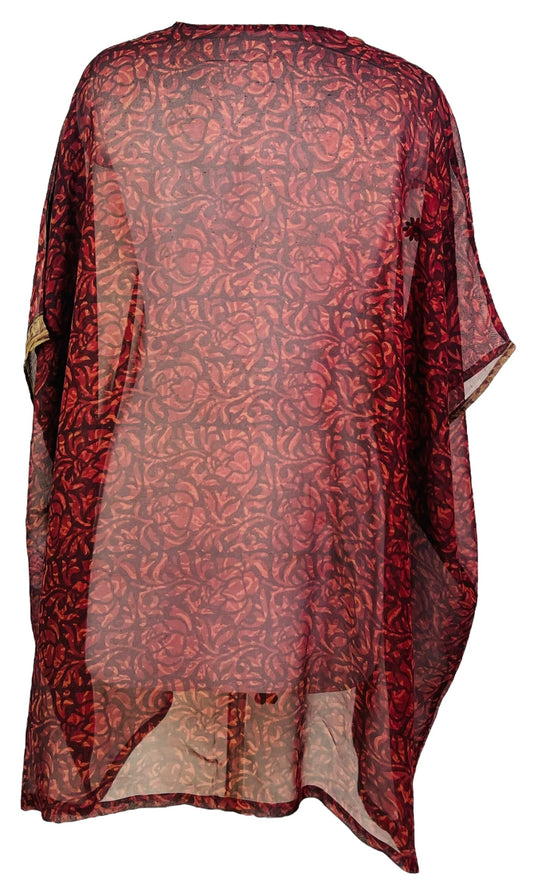 PRG7480 Sheer Avatar Pure Silk Short Kaftan Tunic without Slits