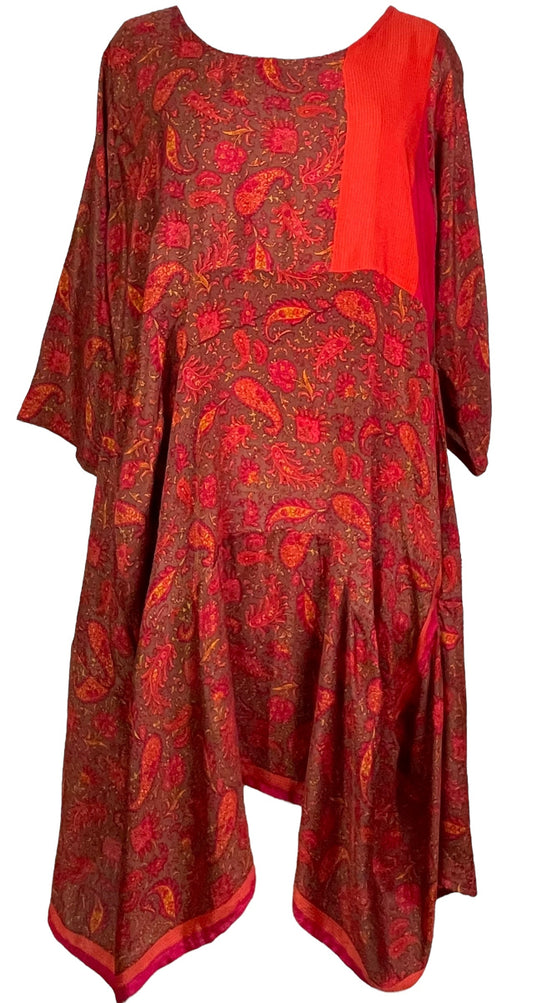 PRC7809 Avatar Pure Silk Sculptural Long Tunic Dress