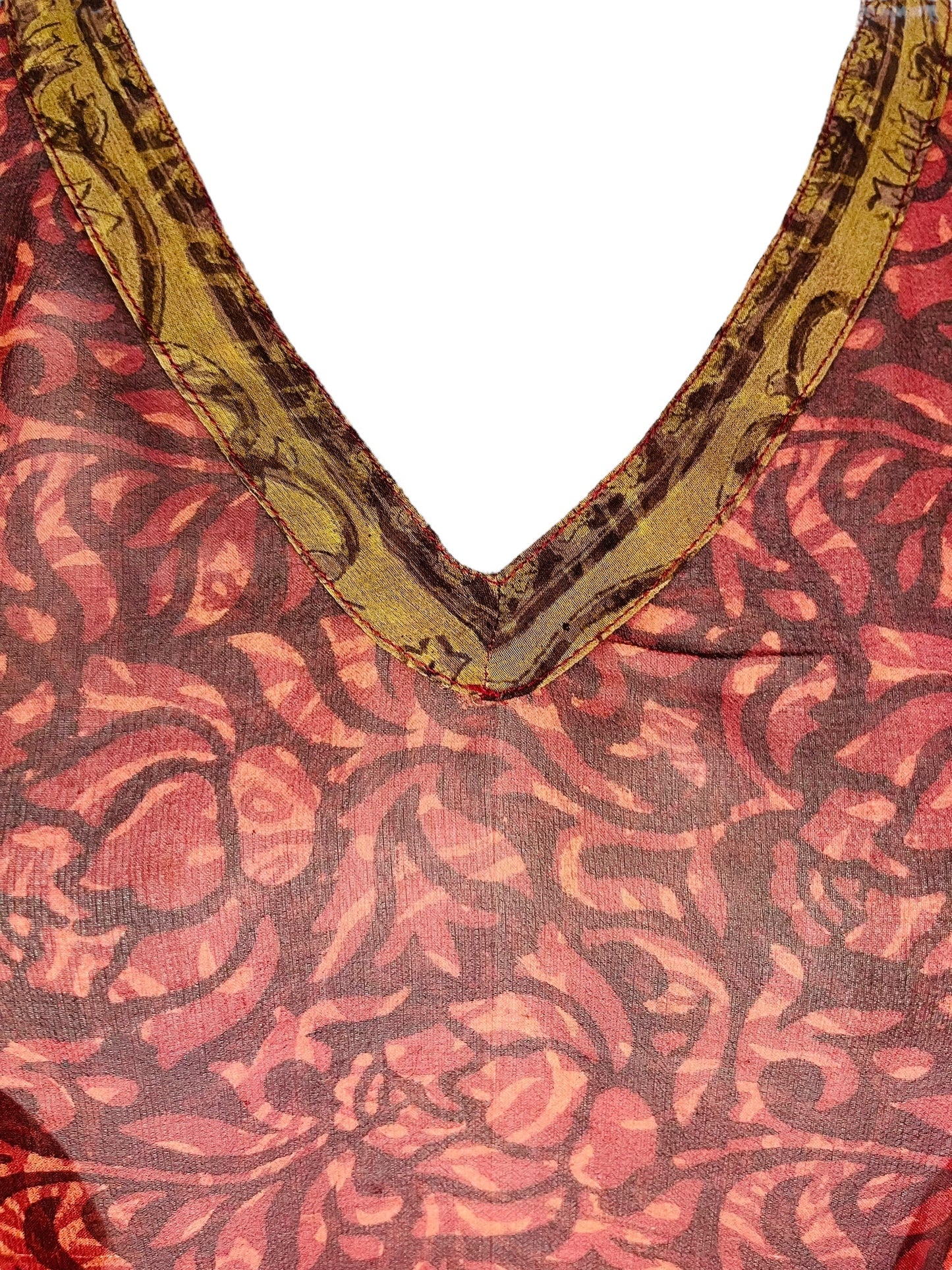 PRG7480 Sheer Avatar Pure Silk Short Kaftan Tunic without Slits