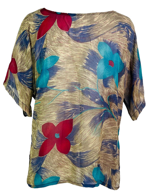 PRG6843 Sheer Avatar Pure Silk Side Slit Top