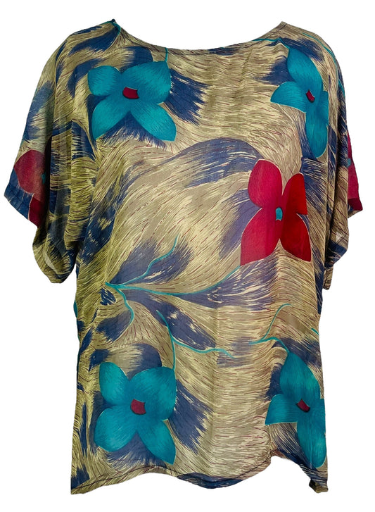 PRG6843 Sheer Avatar Pure Silk Side Slit Top