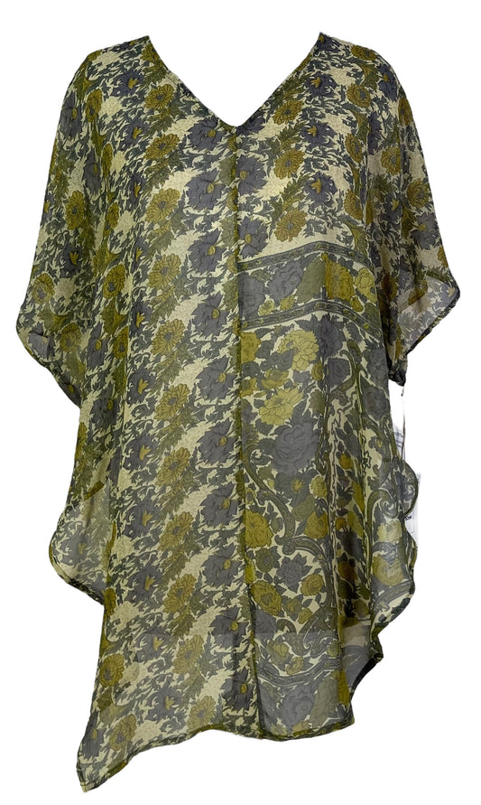 PRG6853 Sheer Avatar Pure Silk Waterfall Top