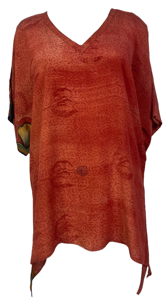 PRC7604 Avatar Pure Silk Long Tunic with Side Ties