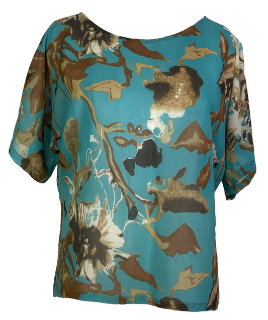 PRG7058 Sheer Avatar Pure Silk Side Slit Top