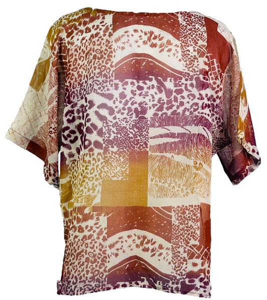 PRG7048 Sheer Avatar Pure Silk Side Slit Top