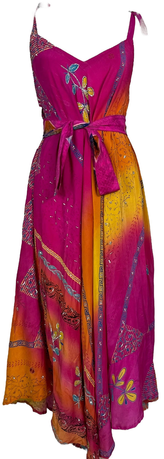 PRC7236 Avatar Pure Silk Maxi Dress with Belt