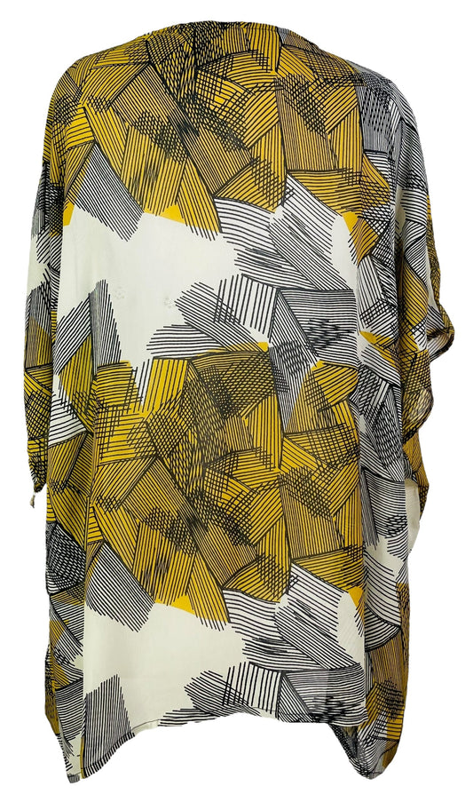 PRG7361 Sheer Avatar Pure Silk Short Kaftan Tunic without Slits