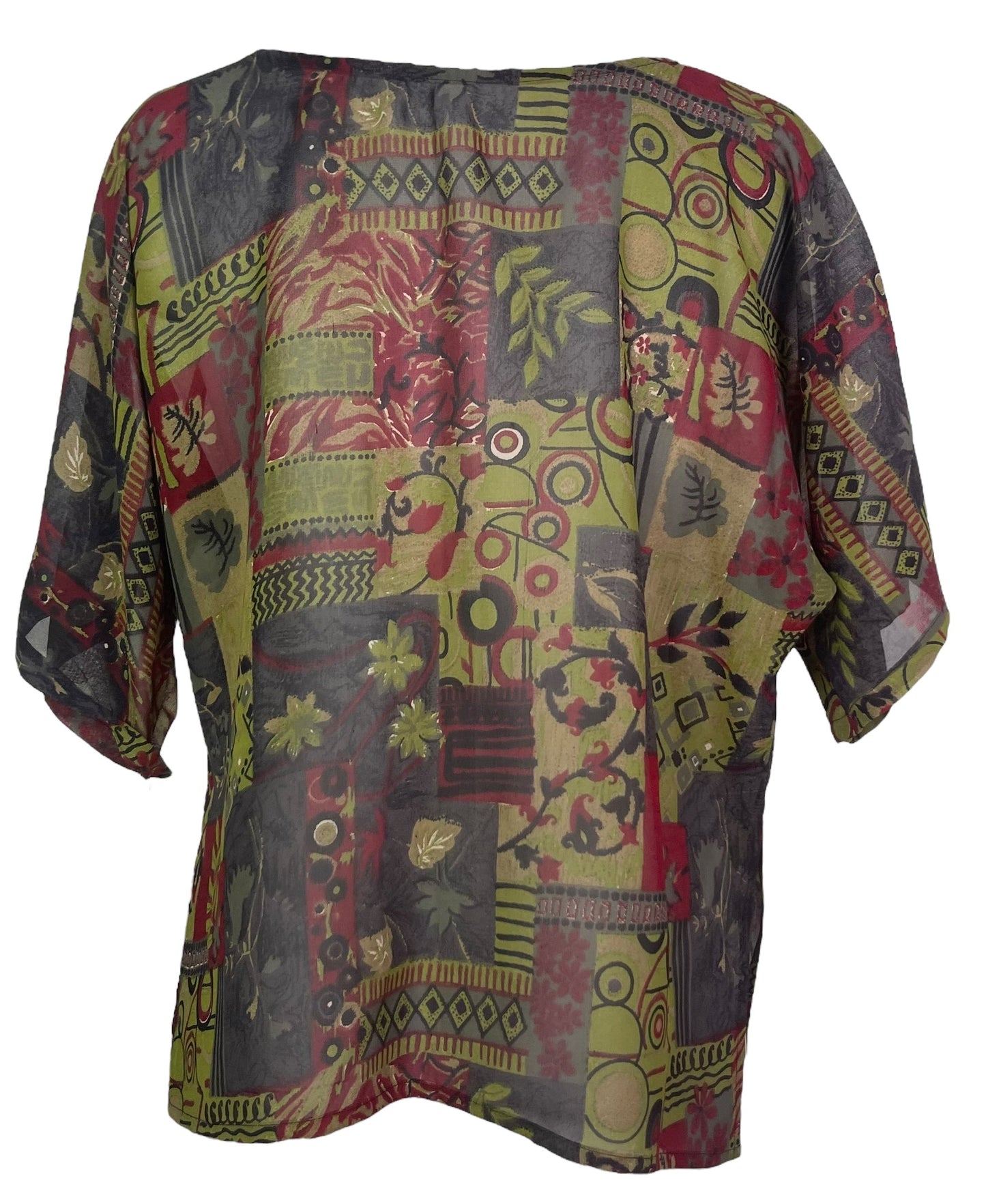 PRG6840 Sheer Avatar Pure Silk Side Slit Top