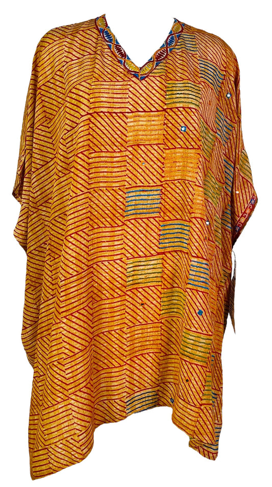 PRC7303 Avatar Pure Silk Short Kaftan Tunic with Slits