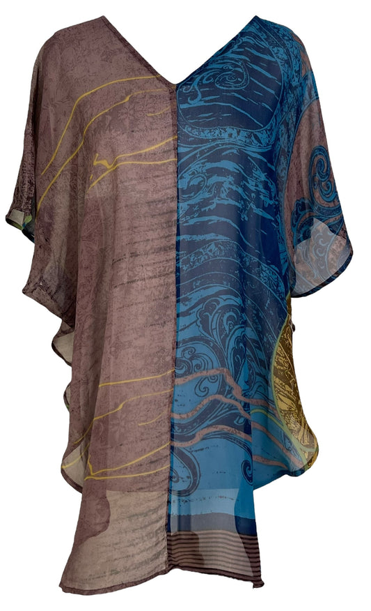 PRG7226 Sheer Avatar Pure Silk Waterfall Top