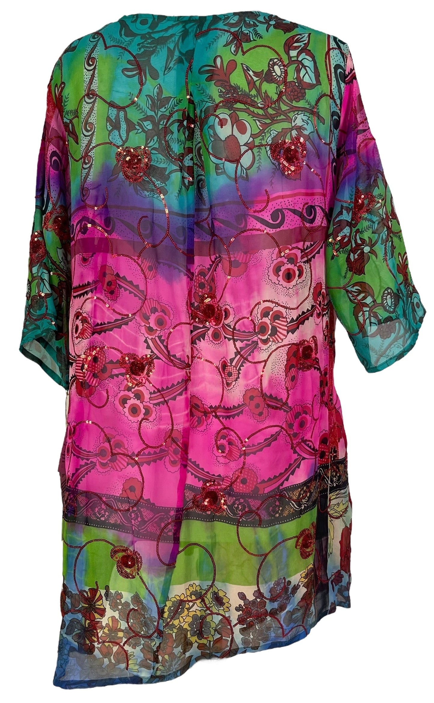 PRG6809 Sheer Avatar Pure Silk Self Pocket Tunic Dress