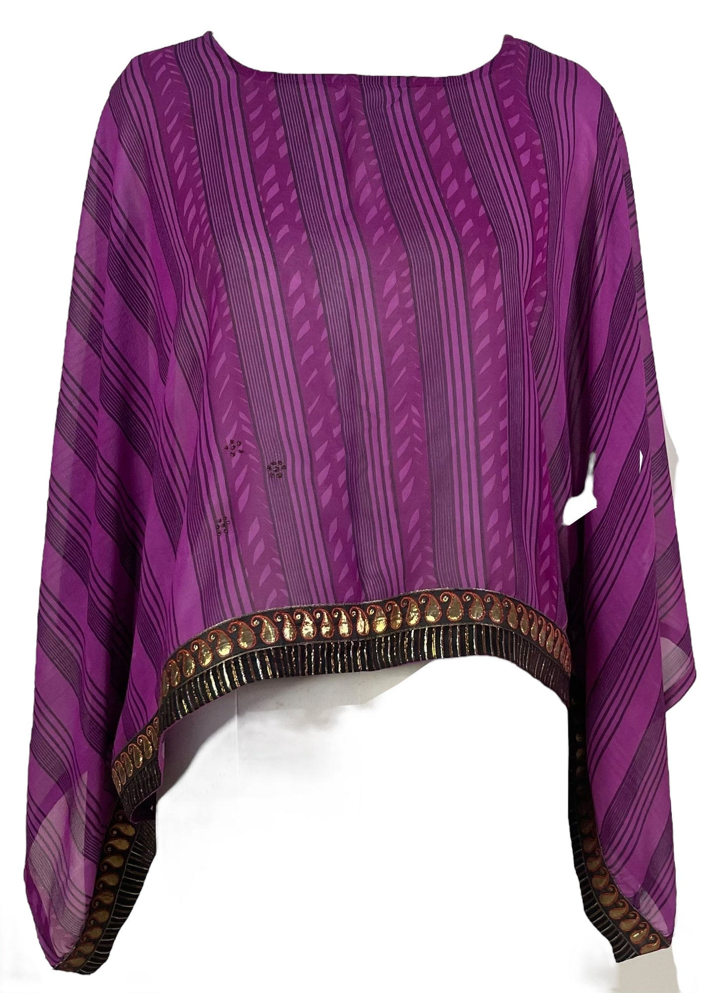 PRG7206 Sheer Avatar Pure Silk Kimono-Sleeved Top
