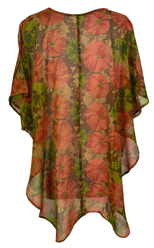 PRG7052 Sheer Avatar Pure Silk Waterfall Top
