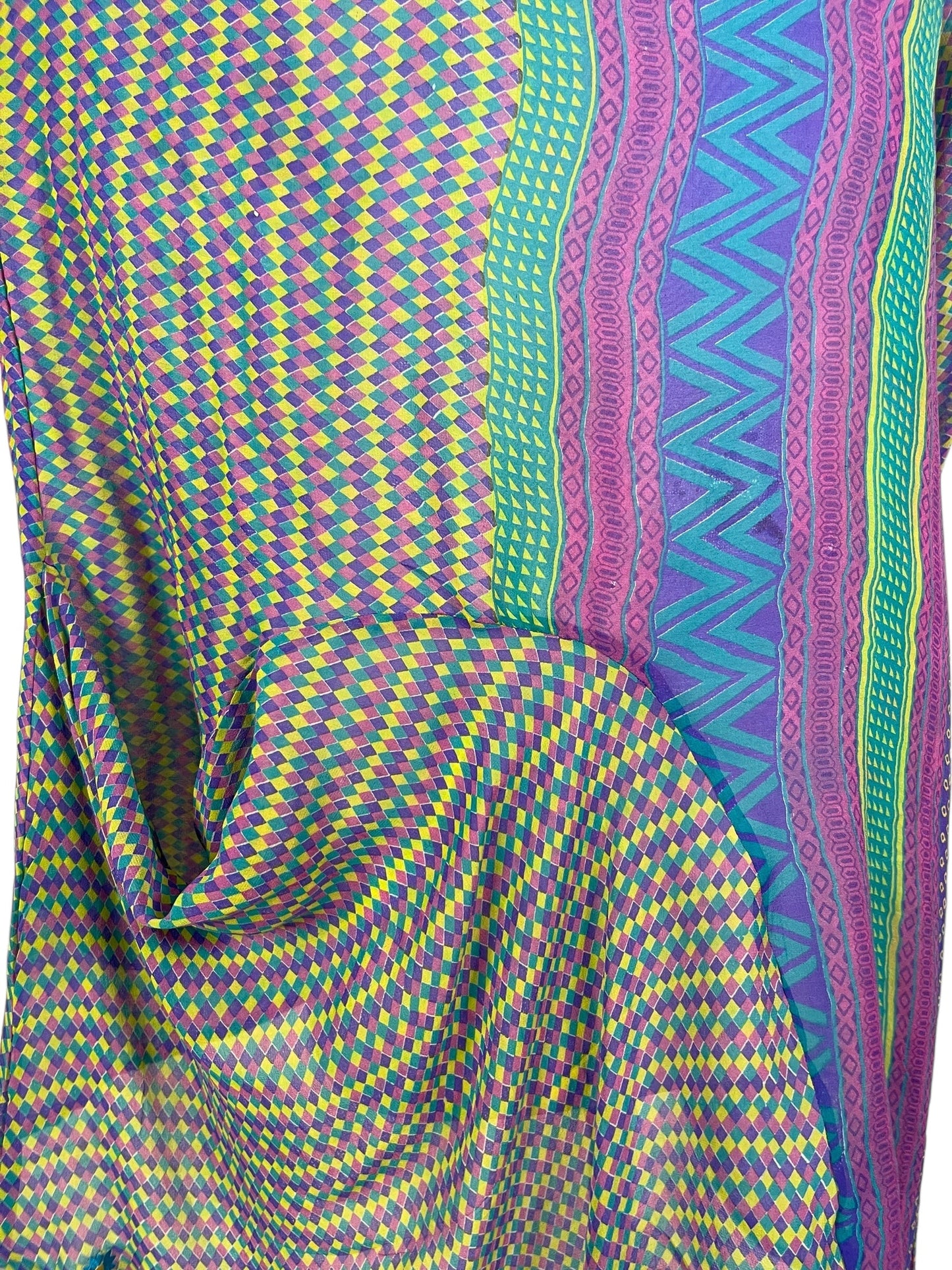 PRG6813 Sheer Avatar Pure Silk Self Pocket Tunic Dress